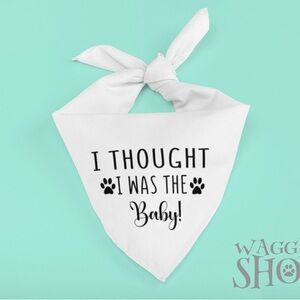 Small White Dog or Cat pregnancy announcement bandana 20 inch